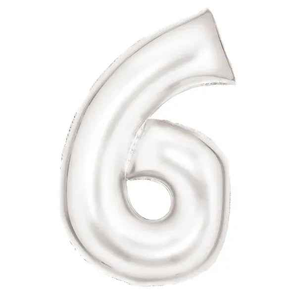 Amscan® Foil Balloon Large Numbe 6 (86 cm) Silk Lustre White - Image 2