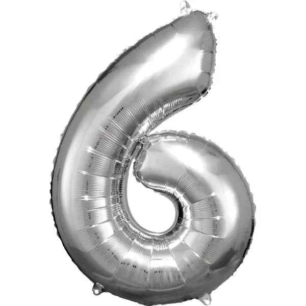 Amscan® Foil Balloon Large Numbe 6 (86 cm) Silver - Image 2
