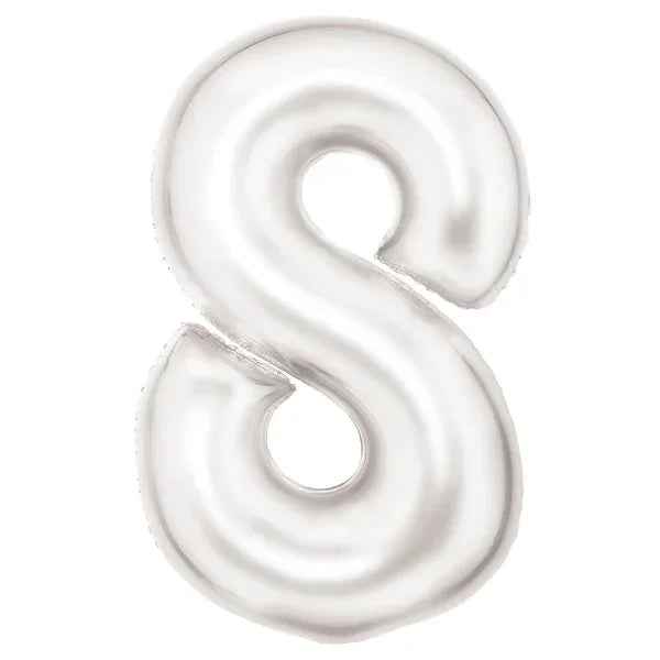 Amscan® Foil Balloon Large Numbe 8 (86 cm) Silk Lustre White - Image 2