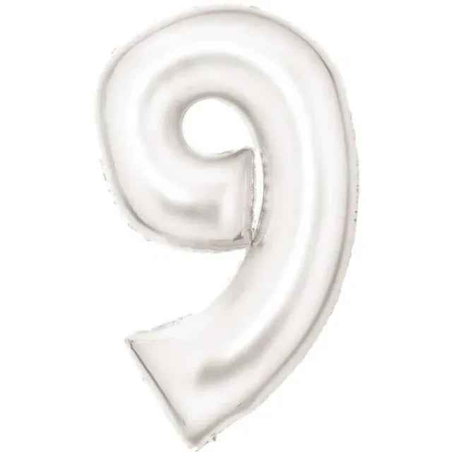 Amscan® Foil Balloon Large Numbe 9 (86 cm) Silk Lustre White