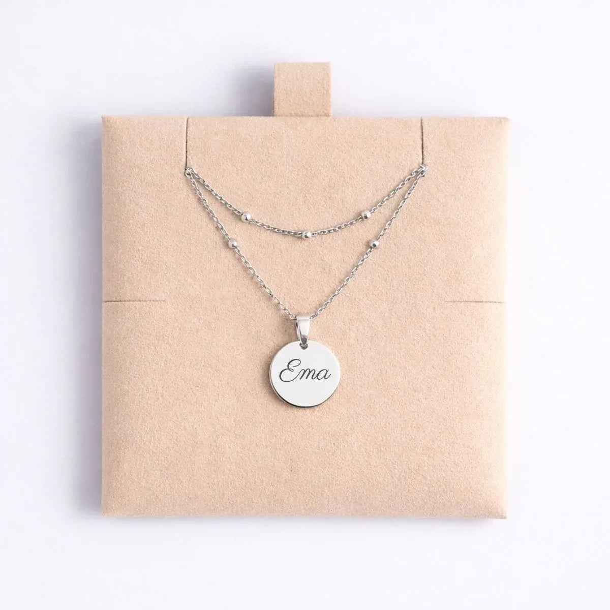 Atelya™ Personalized Circle Pendant Necklace Silver - Image 2