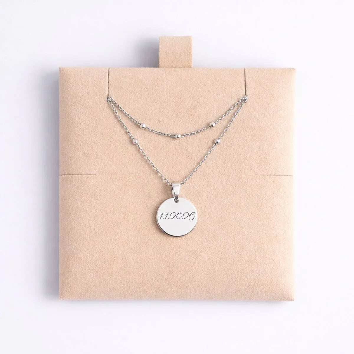 Atelya™ Personalized Circle Pendant Necklace Silver - Image 4