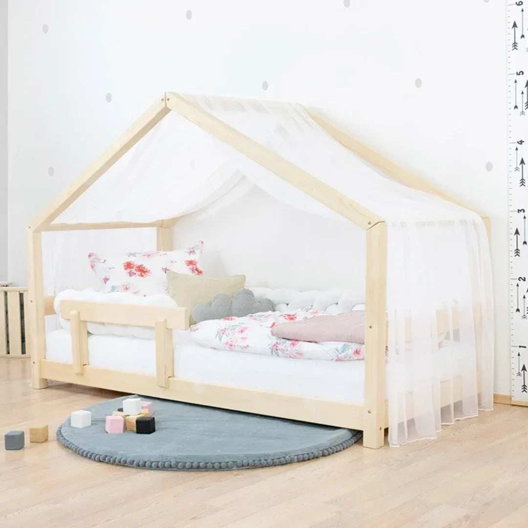 Benlemi® Children's House Bed LUCKY with Firm Bed Guard 120x200 White - Image 3
