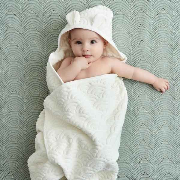 CamCam® Towel Junior Hooded w/ ears GOTS Dusty Green 80x80 - Image 3