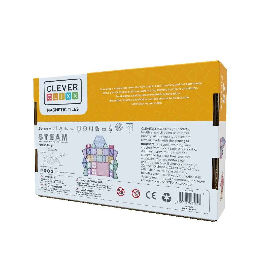 Cleverclixx® Magnetic Tiles Petite Pack Pastel 36 pcs - Image 9