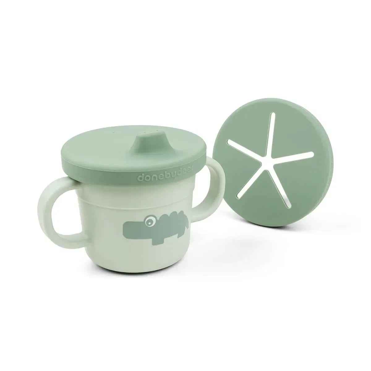 Done by Deer® 3-in-1 spout/snack cup Foodie Croco Green 215ml
