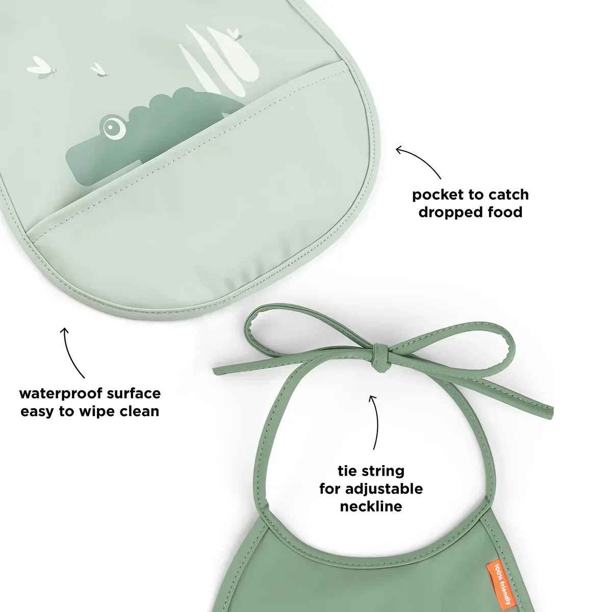 Done by Deer® Bib 2-pack Tiny pocket Croco Green - Image 3