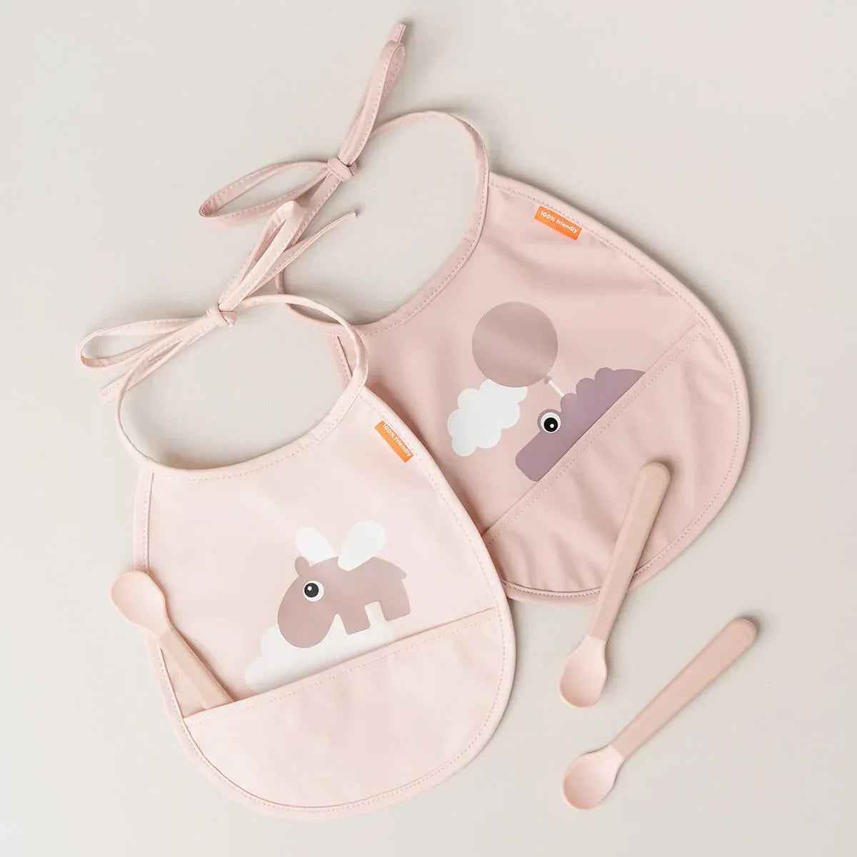 Done by Deer® Bib 2-pack Tiny pocket Happy Clouds Powder - Image 3