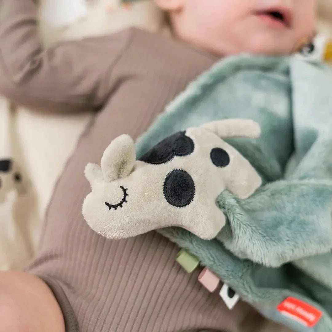 Done by Deer® Comfort Blanket with Pacifier Clip Dotti Blue - Image 5