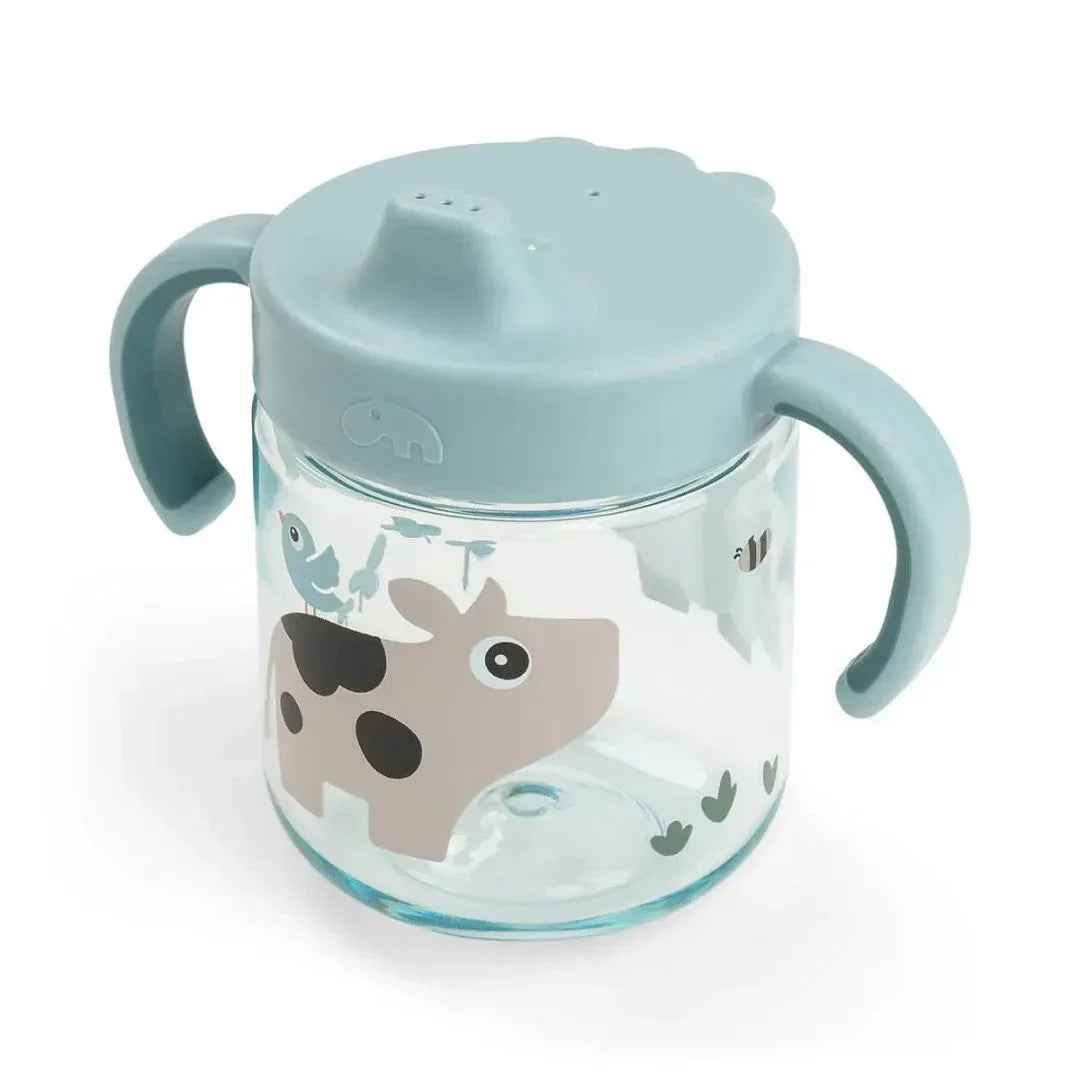Done by Deer® Lonček s pokrovčkom in ročaji Tiny farm Blue