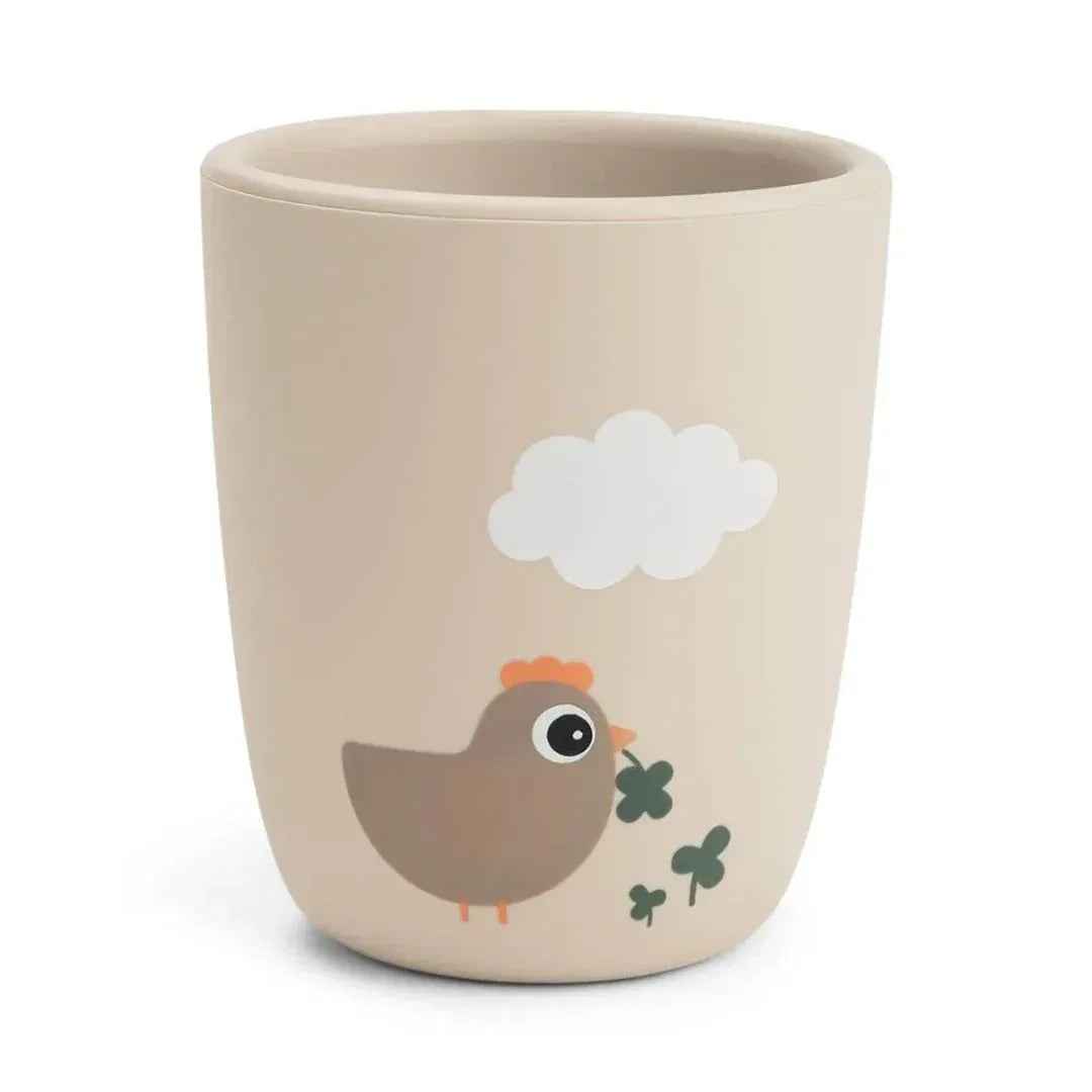 Done by Deer® Mini silikonski lonček Tiny farm Sand