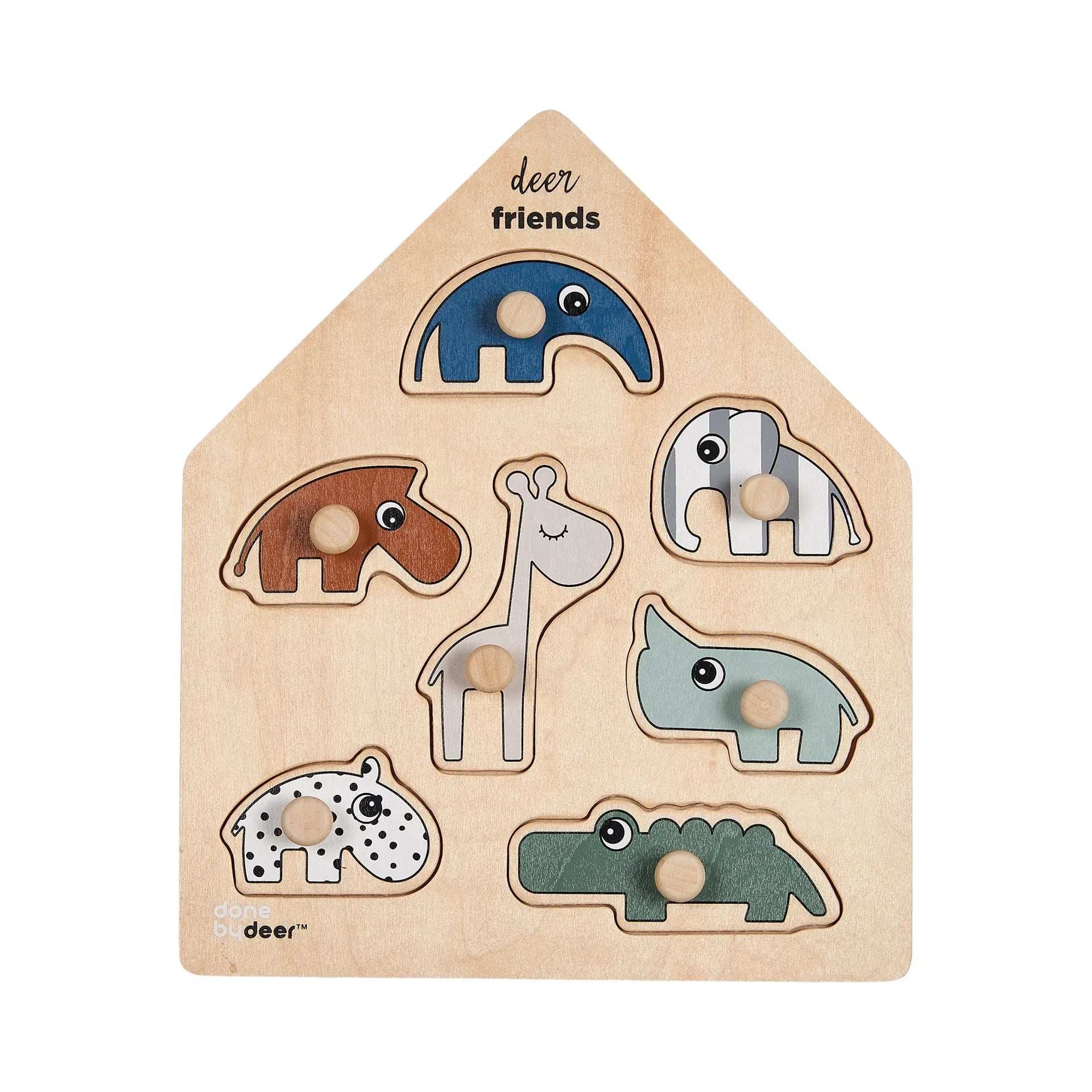Done by Deer® Peg puzzle Deer friends Colour mix - Image 2