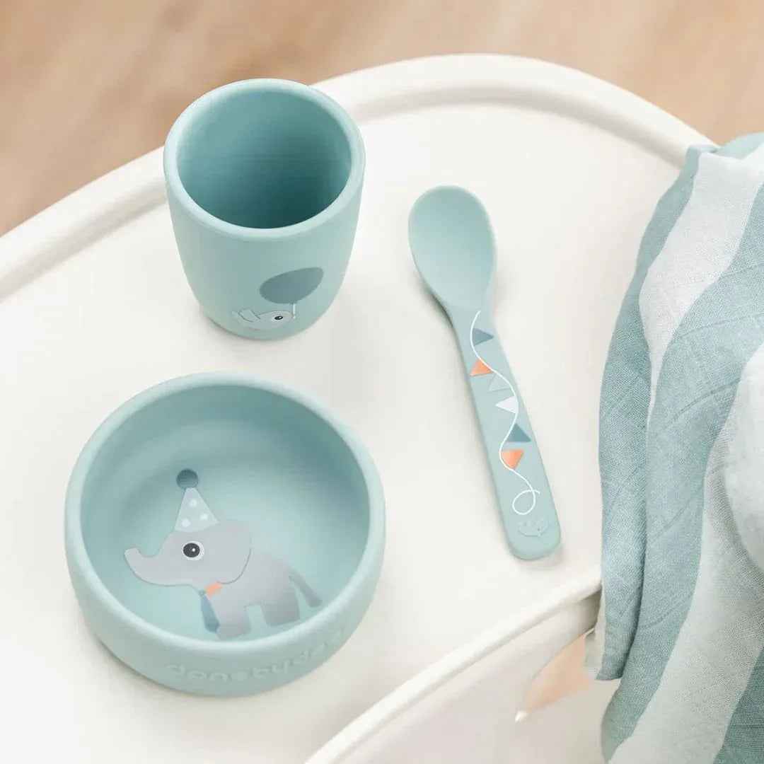Done by Deer® Prvi jedilni set Stick&Stay Celebration Blue - Image 3