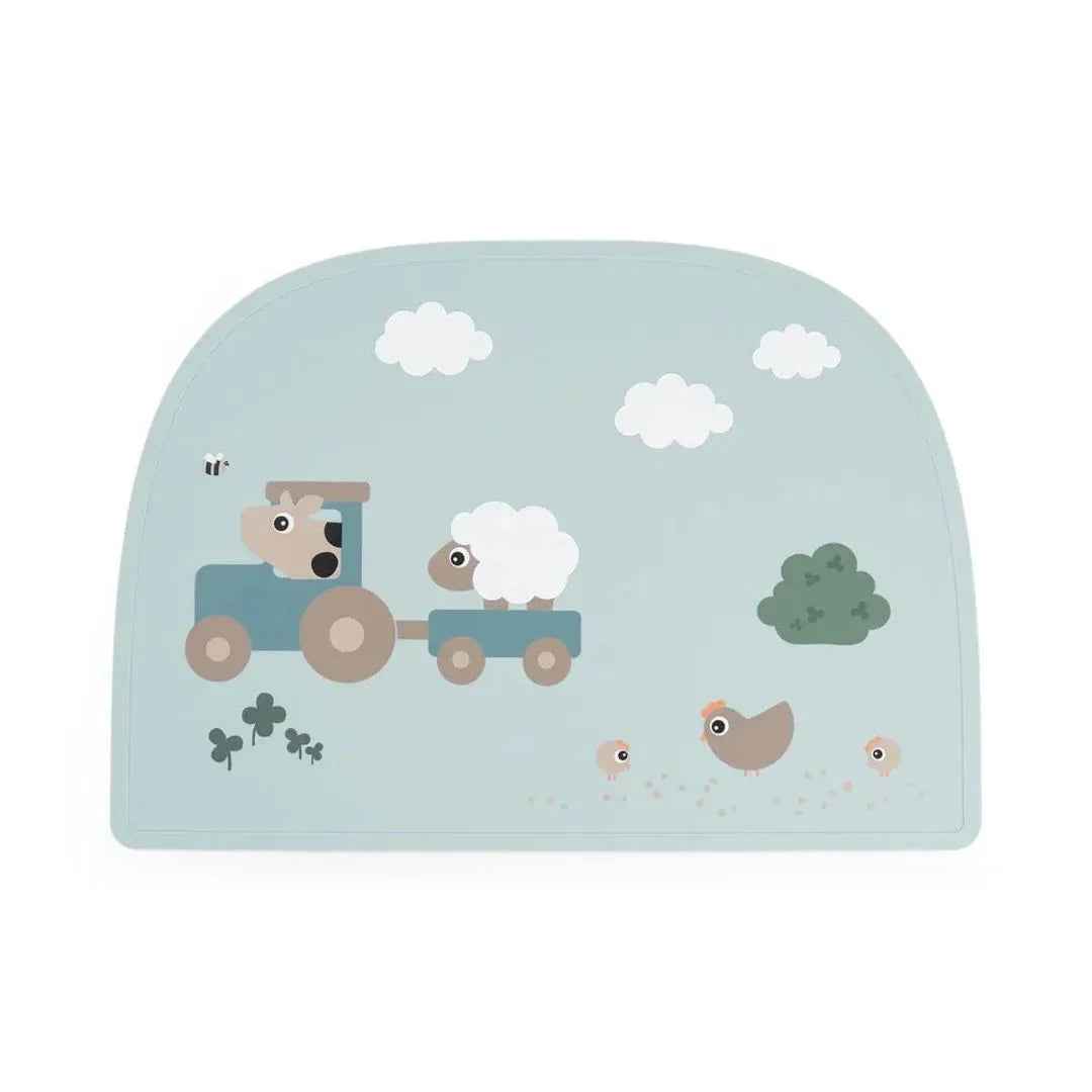 Done by Deer® Silicone Placemat Tiny Farm Blue