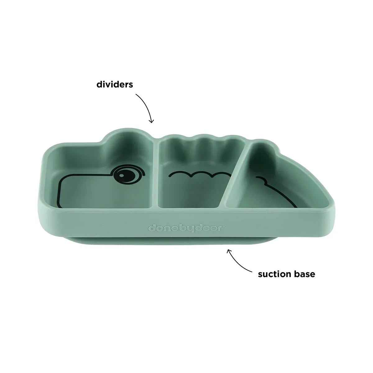 Done by Deer® Silicone Stick&Stay snack plate Croco Green - Image 3