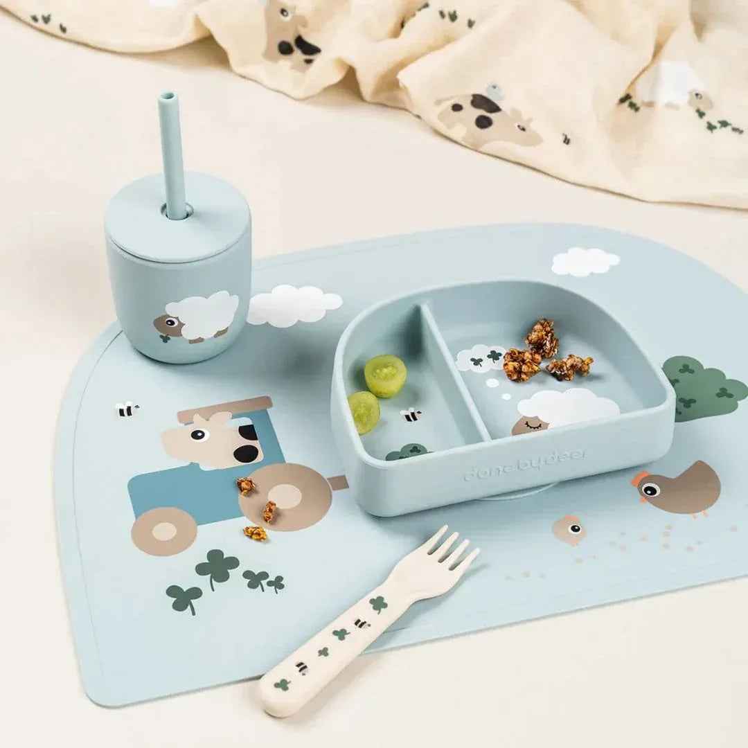 Done by Deer® Silicone Straw Cup Set Tiny Farm Blue 2-pack - Image 4