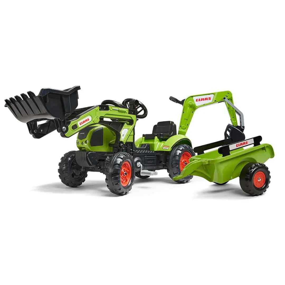 Falk® Claas Pedal Backhoe with Trailer and Front Loader