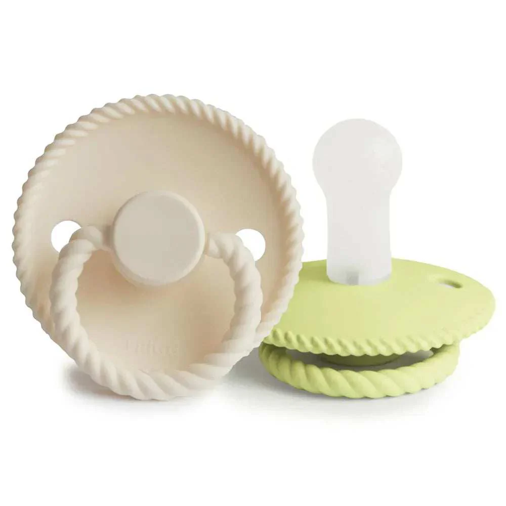 Frigg® Rope Pacifiers Silicone Cream/Green Tea - Image 2