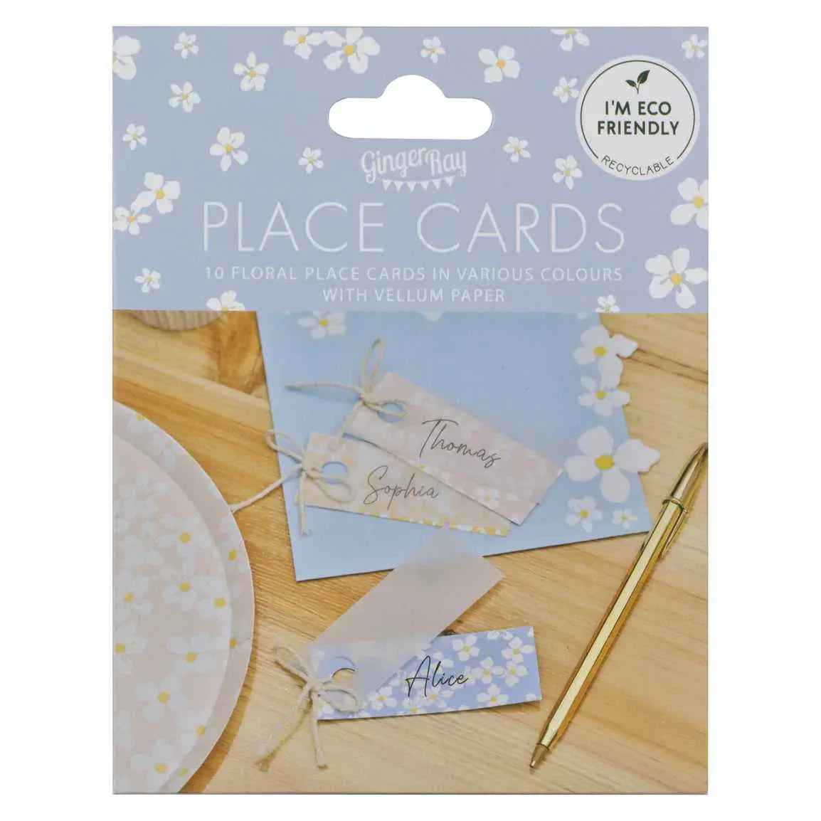 Ginger Ray® Floral Place Cards with Vellum Paper 10 pcs - Image 3