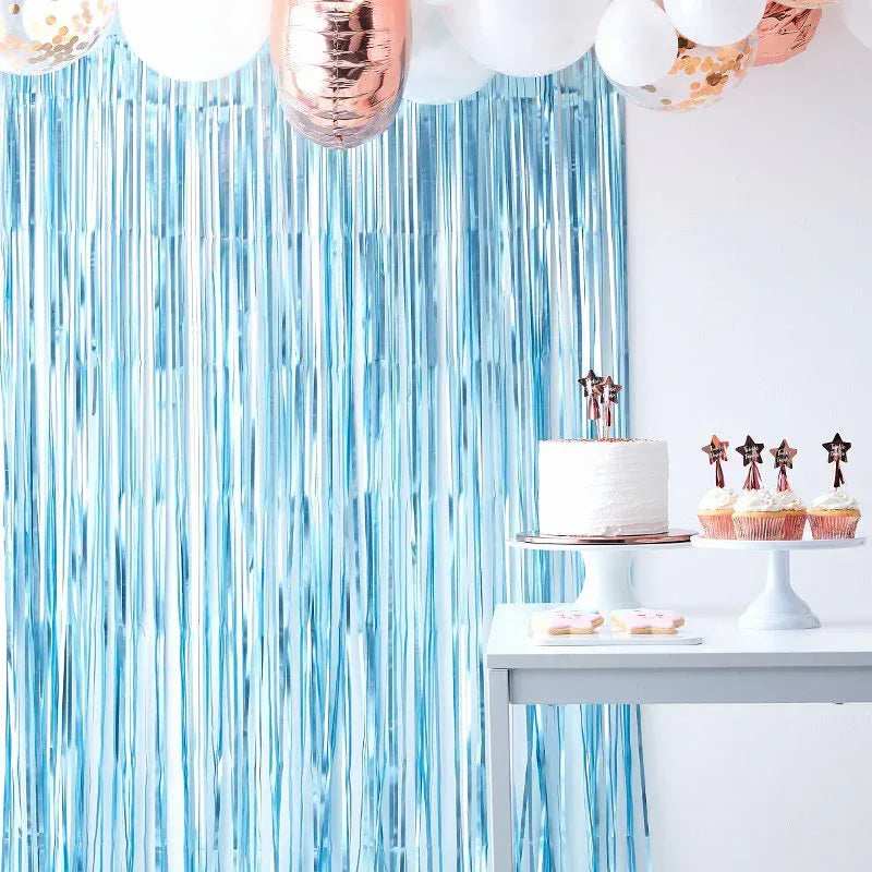 Ginger Ray® Matte Blue Curtain Backdrop Twinkle Twinkle