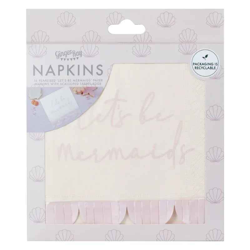 Ginger Ray® Paper Napkin Iridescent & Pink Mermaid - Image 3