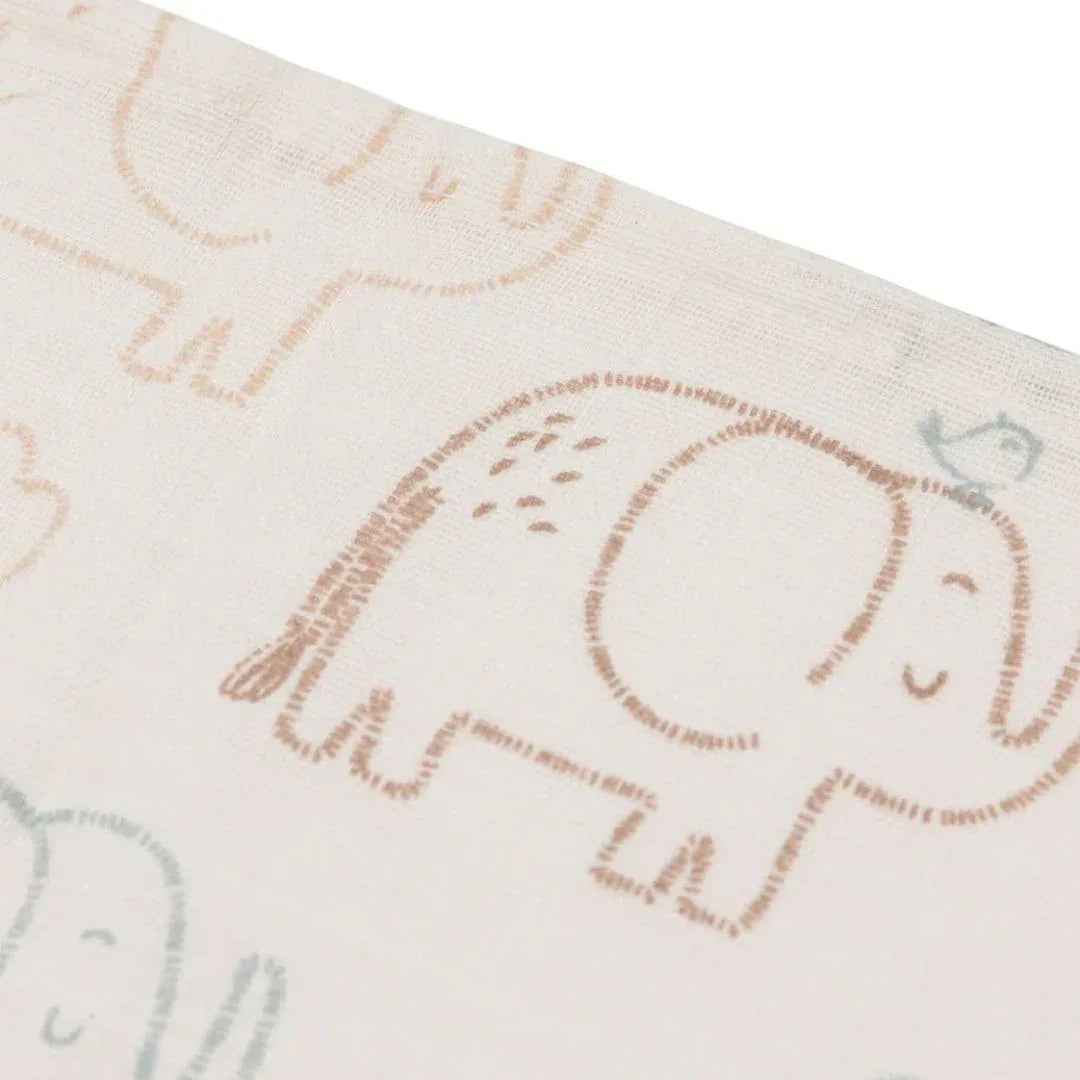 Jollein® Set of 3 muslin cloths Elephant Tales 31x31 cm - Image 3