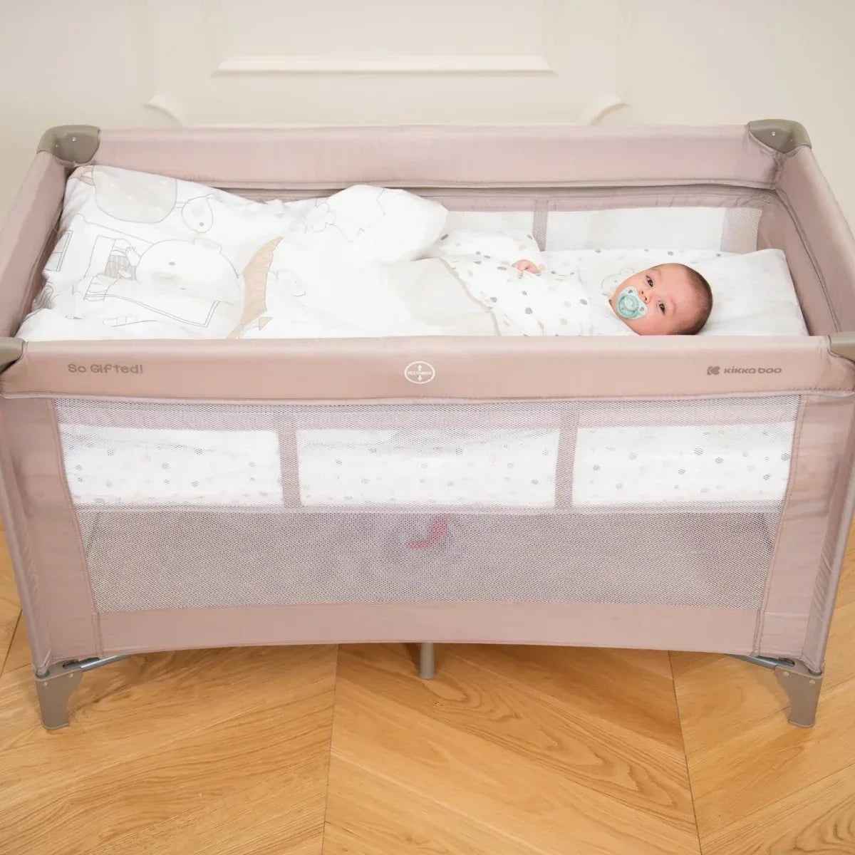 KikkaBoo® Baby cot 2 levels 125x65 So Gifted Beige - Image 6