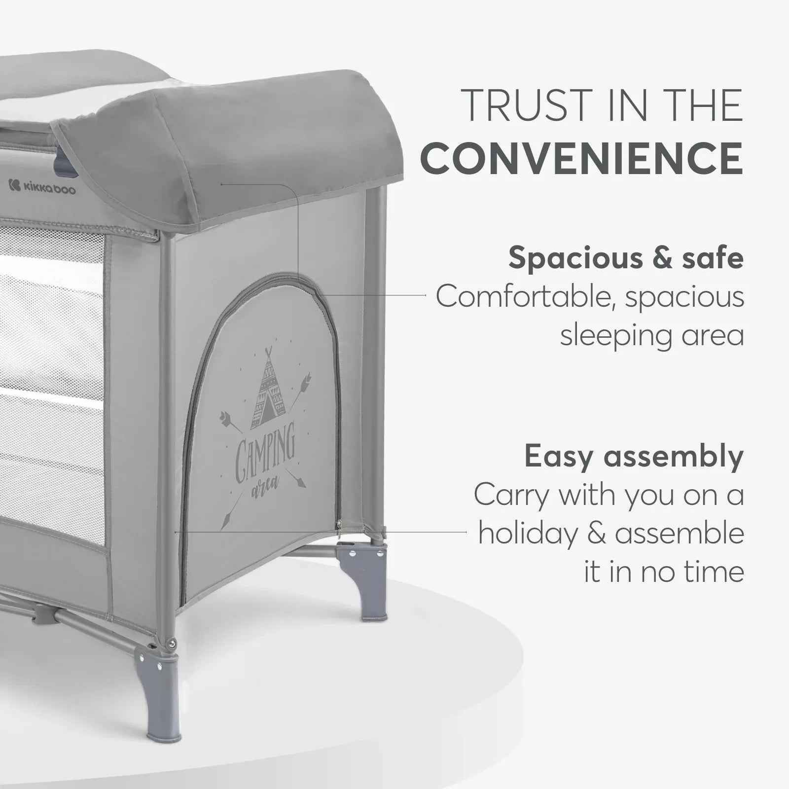 KikkaBoo® Baby cot 2 levels 125x65 So Gifted PLUS Grey - Image 10