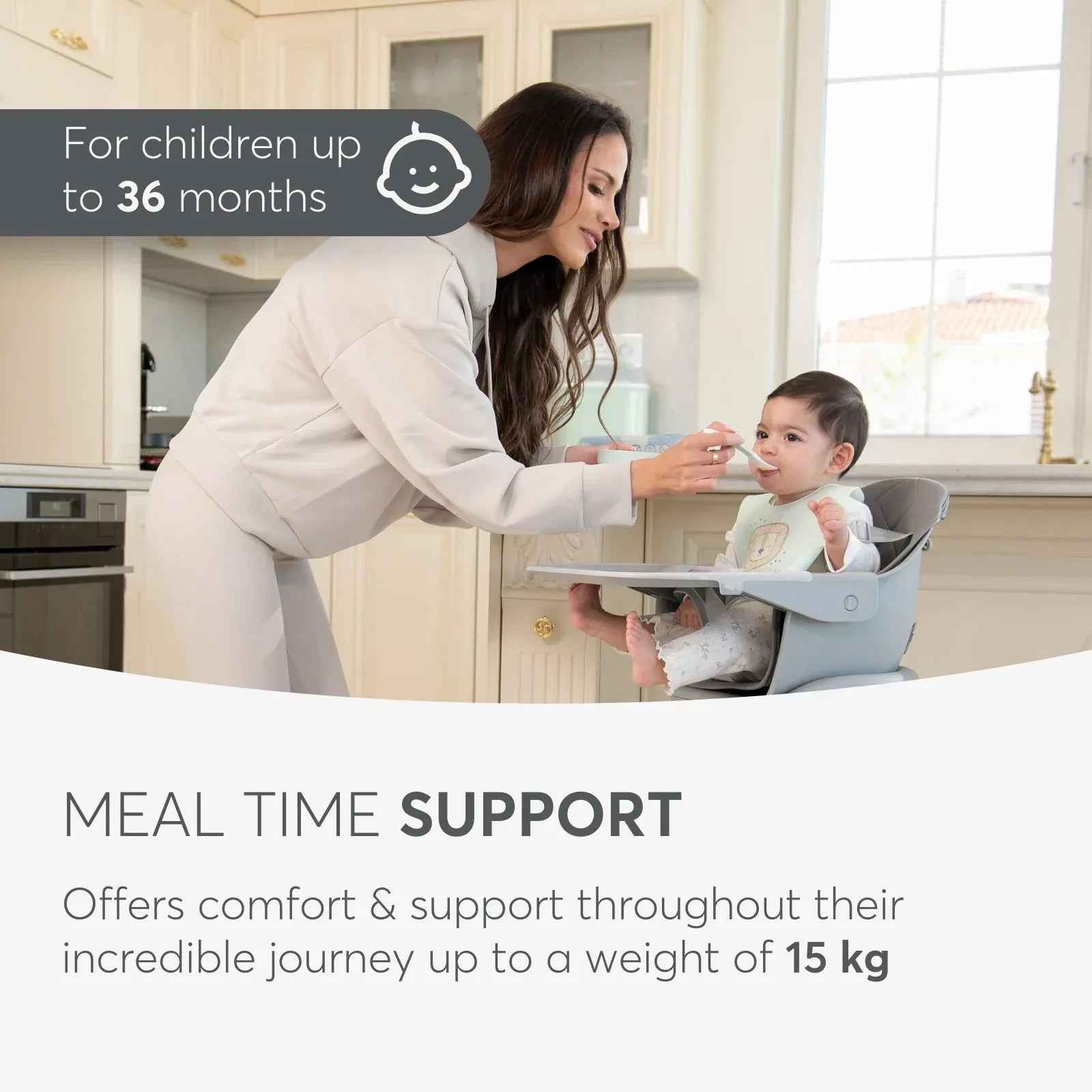 KikkaBoo® Highchair 2in1 Woody Grey - Image 4