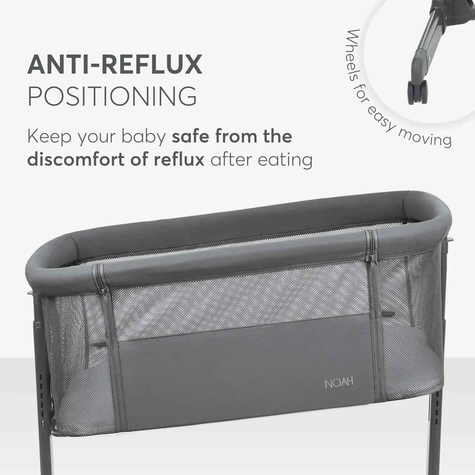 KikkaBoo® Bedside crib Noah Light Grey 2025 - Image 4