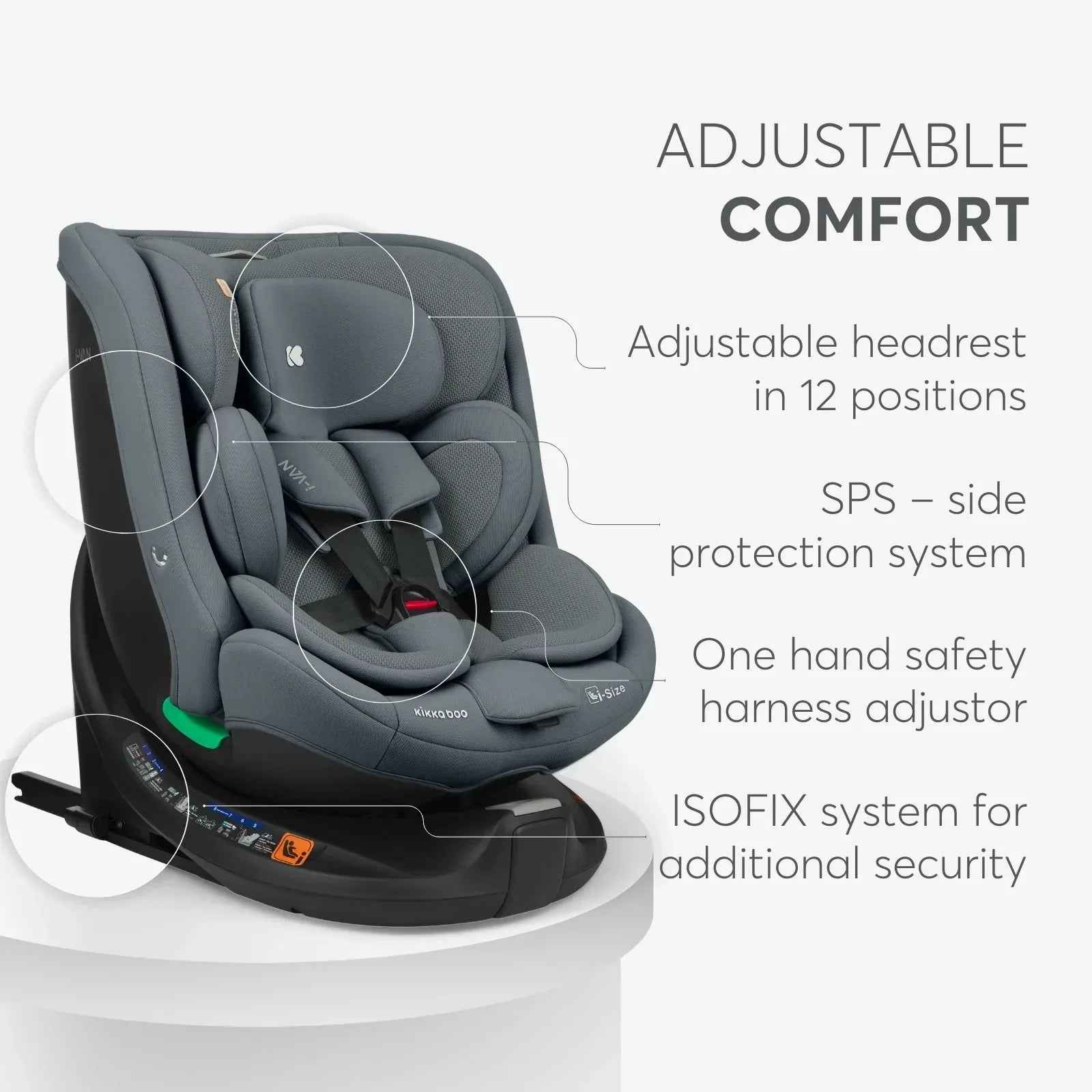 KikkaBoo® Car seat 360°  i-Van i-SIZE (40-150 cm) Dark Grey - Image 9