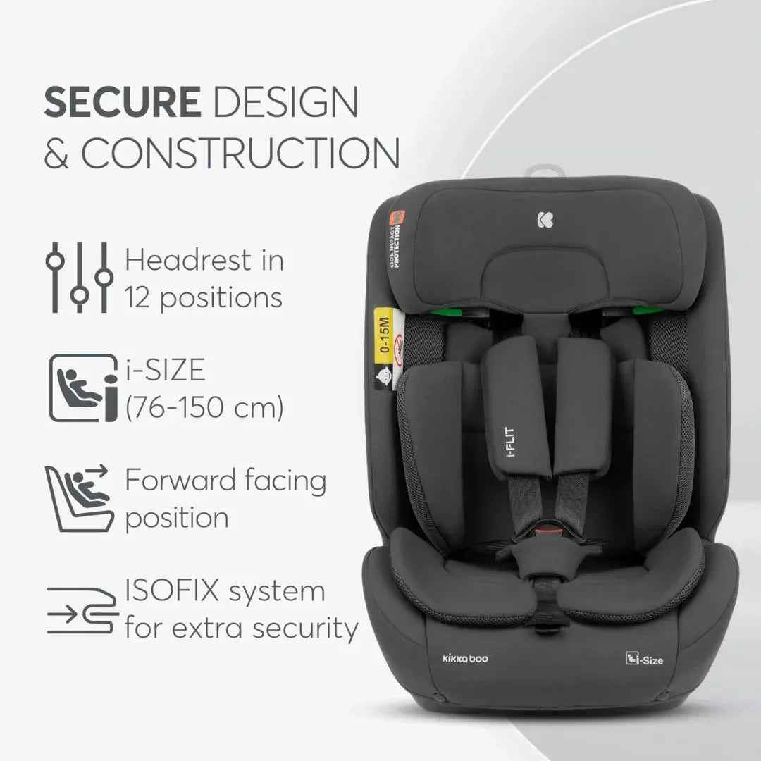 KikkaBoo® Car seat i-Cross i-Flit i-SIZE (76-150 cm) Dark Grey - Image 4