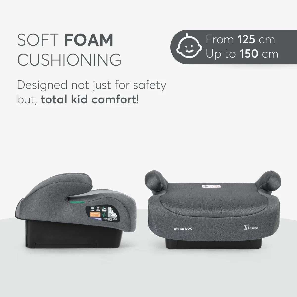 KikkaBoo® Car seat i-Go i-SIZE (125-150 cm) Dark Grey - Image 4