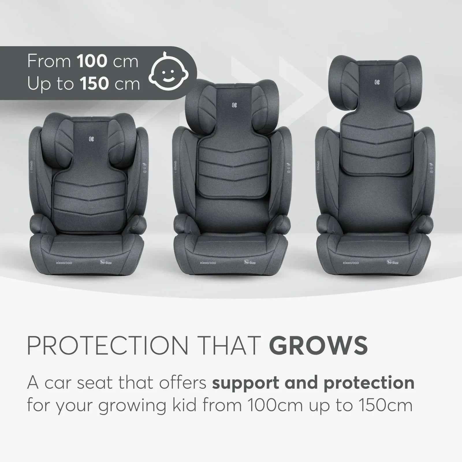 KikkaBoo® Car seat i-Stand i-SIZE (100-150 cm) Dark Grey - Image 5