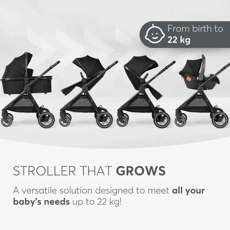 KikkaBoo® Stroller with carrycot 3v1 Ava Black - Image 10