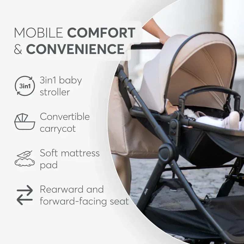 KikkaBoo® Stroller with carrycot 3v1 Ava Black - Image 12