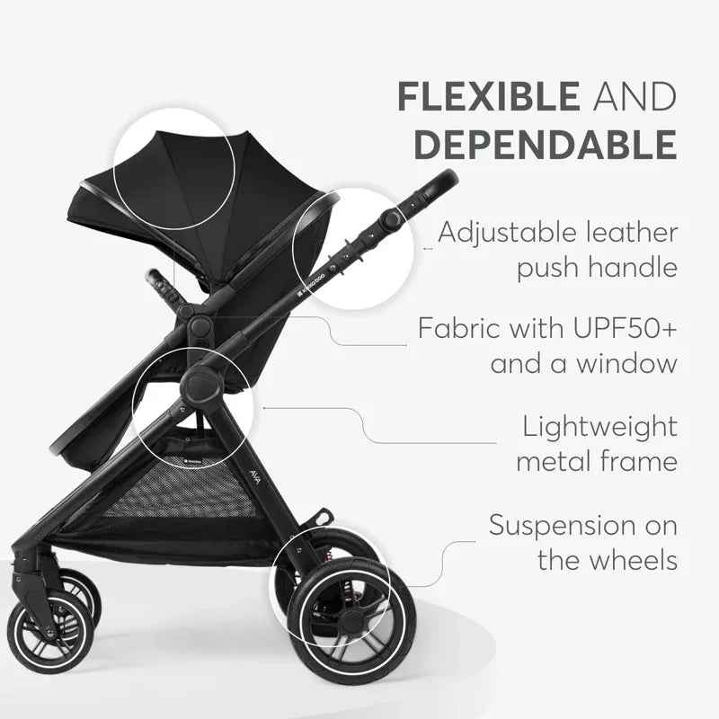 KikkaBoo® Stroller with carrycot 3v1 Ava Black - Image 8