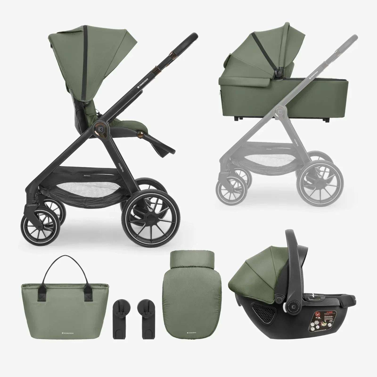 KikkaBoo® Stroller with carrycot 3v1 Modena Black