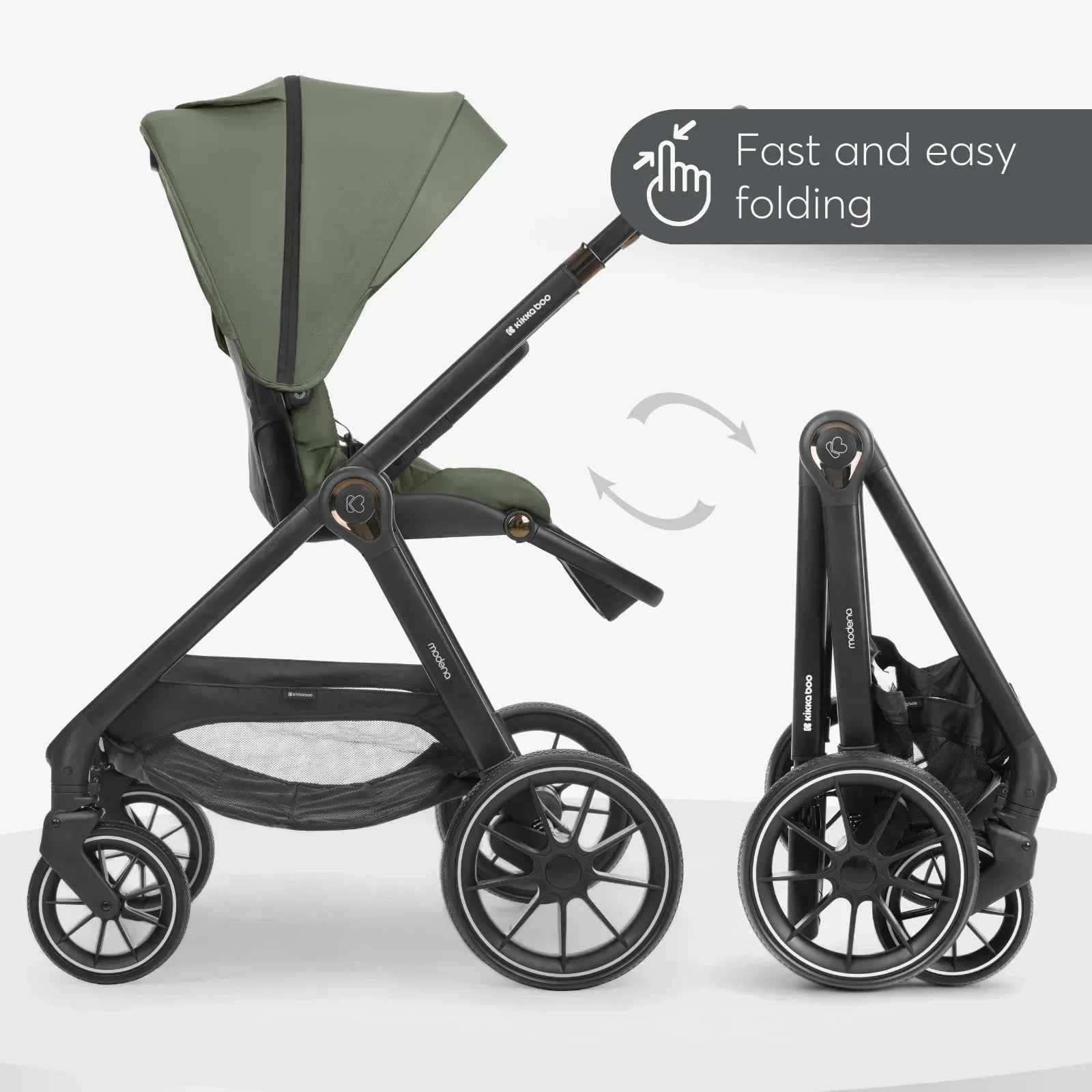 KikkaBoo® Stroller with carrycot 3v1 Modena Black - Image 7