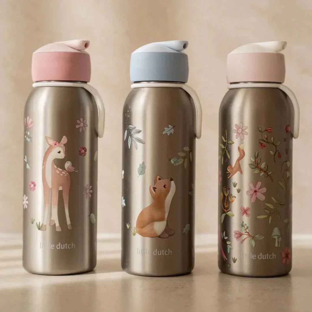 Little Dutch® Stainless Steel Kids Bottle Flip-Up Fairy Garden 350ml - Image 2