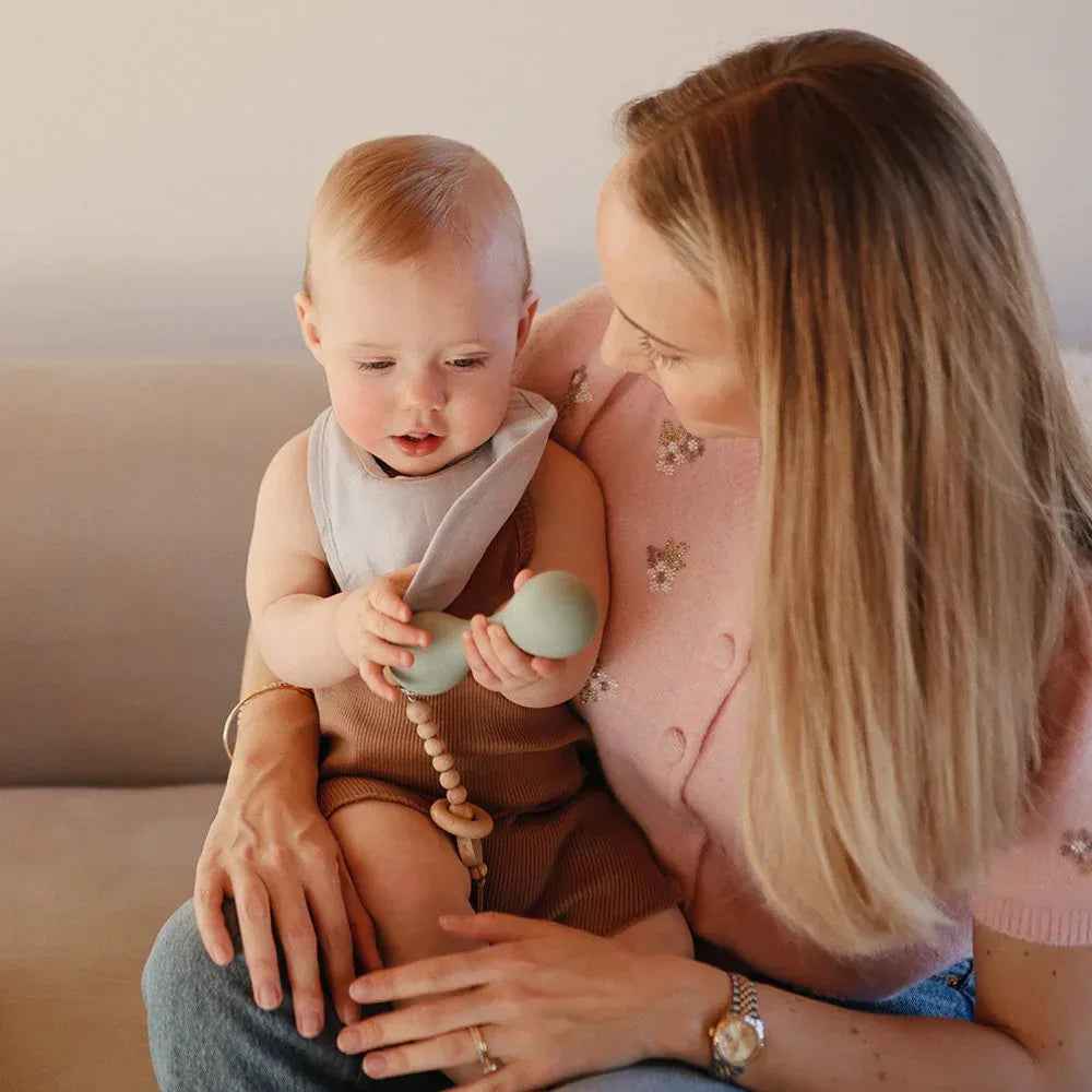 Mushie® Silicone Baby Rattle Toy - Cambridge Blue - Image 2