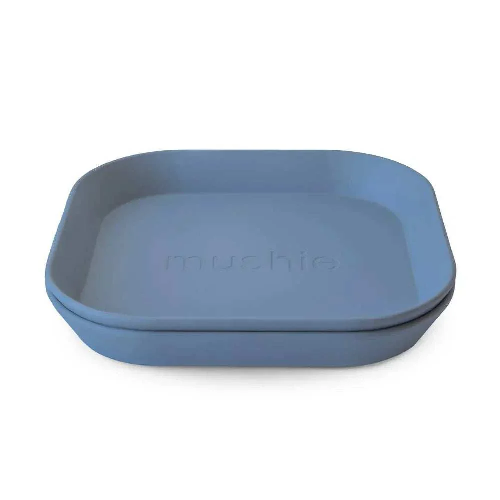 Mushie® Square Dinnerware Plate Set of 2 Twilight Blue - Image 2
