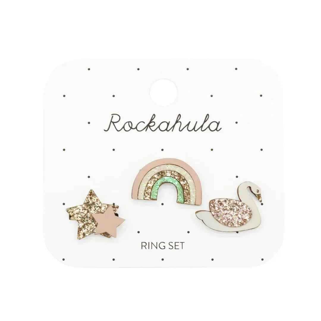 Rockahula® Ring Set  Enchanted Rainbow And Swan